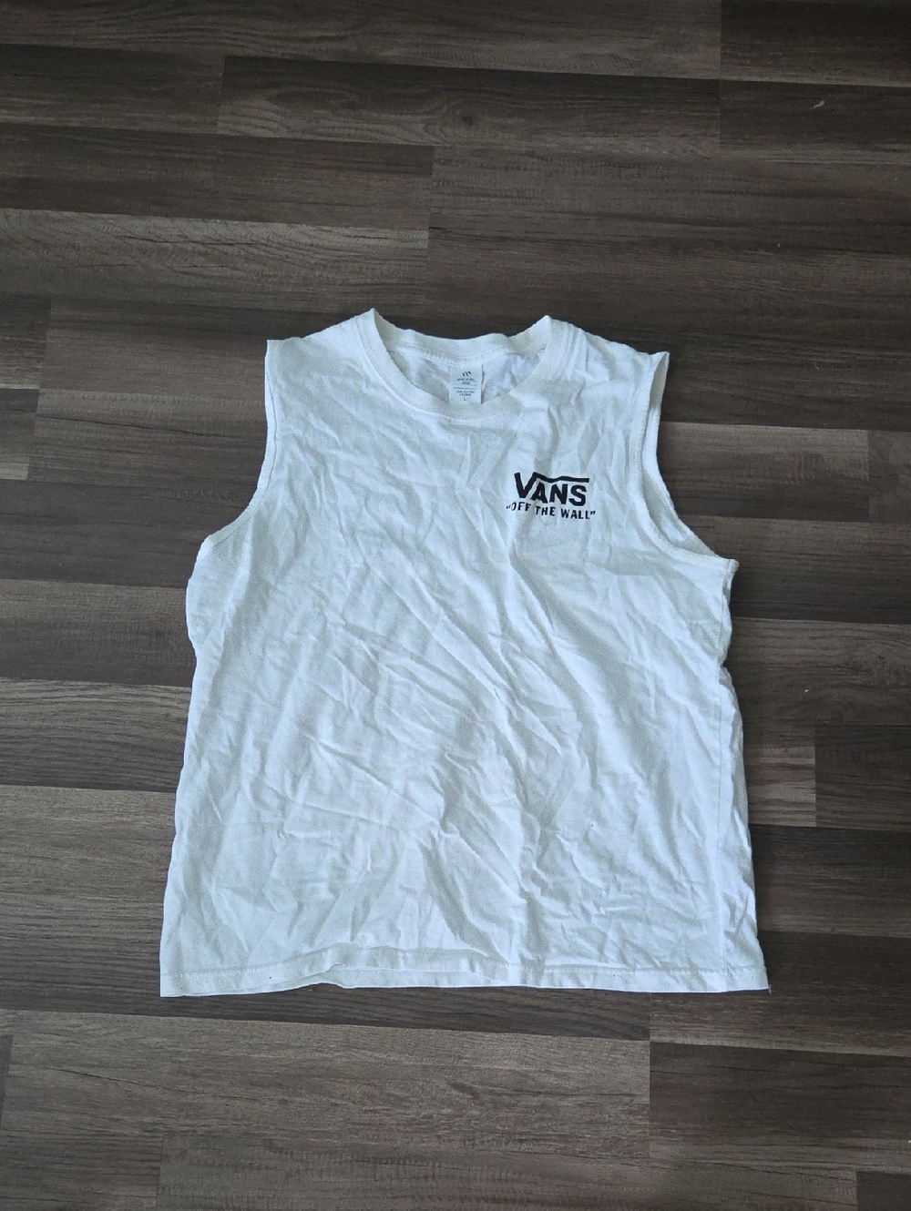 Vans White Sleeveless 'Off The Wall' Logo Tee